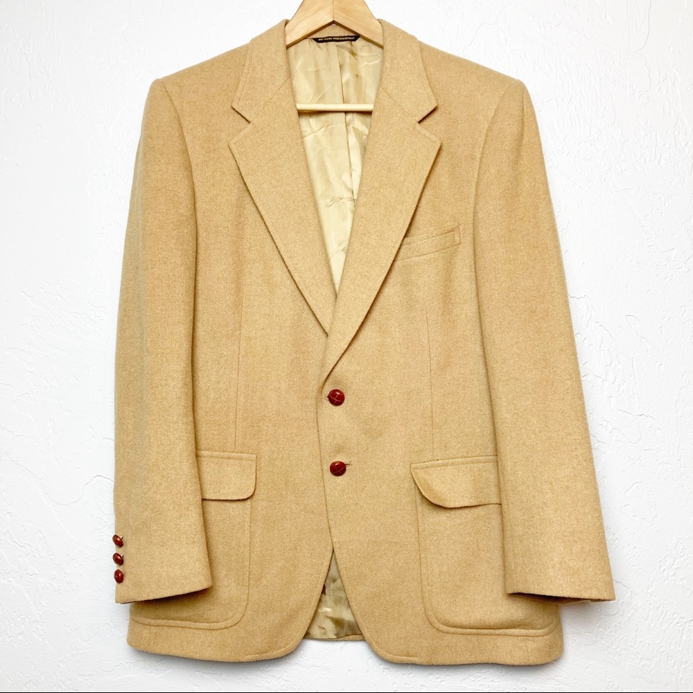 Camel hair sport coat jacket vintage tan